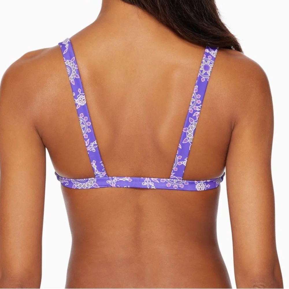 NWT MSRP $118 Ramy Brook Bikini Top Violet Printed Bali Top Size Medium